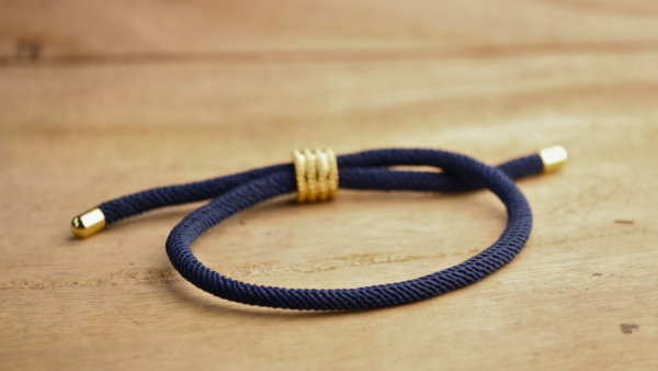 Navy Blue Rope Bracelet with Gold Accents