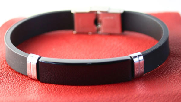 Black Silicone & Stainless Steel Men's Bracelet