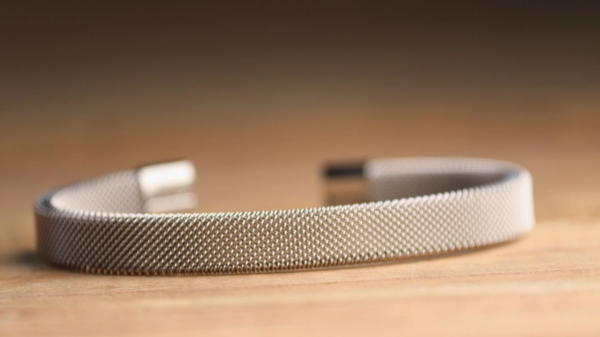 Textured Stainless Steel Cuff Men's Bracelet