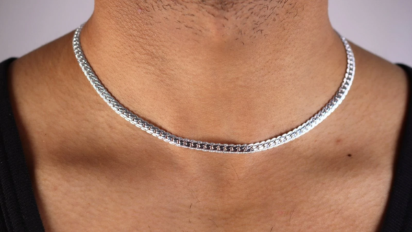 Men's Silver-Toned Snake Chain Necklace